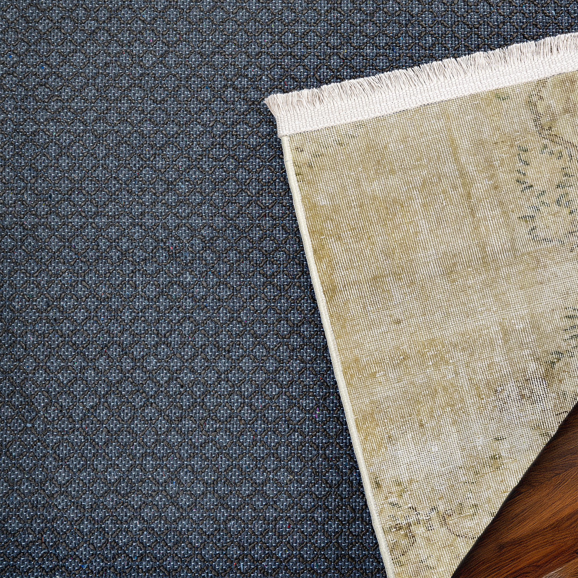 Vintage Kahverengi Göbekli Yün ve Pamuk El Dokuma Halı 182x295