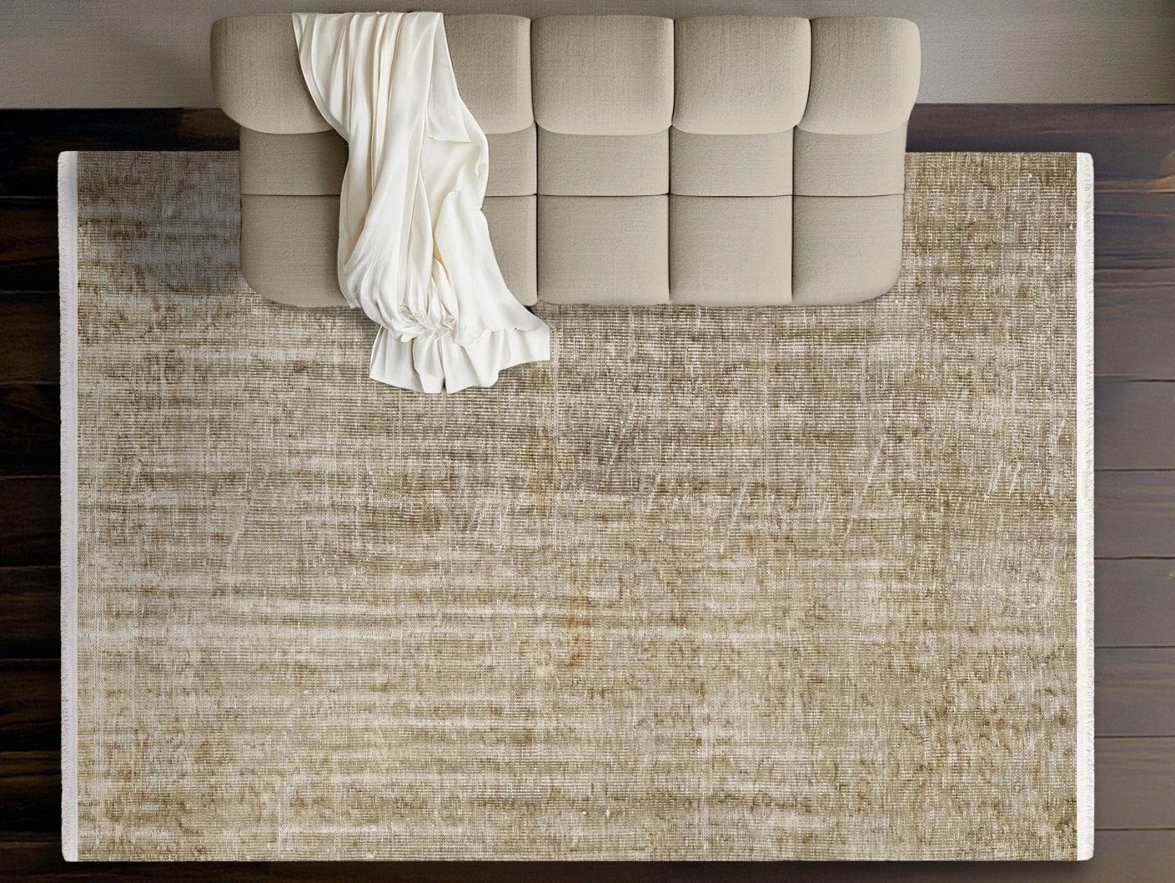 Vintage Kahverengi Eskitme Yün ve Pamuk El Dokuma Halı 179x304