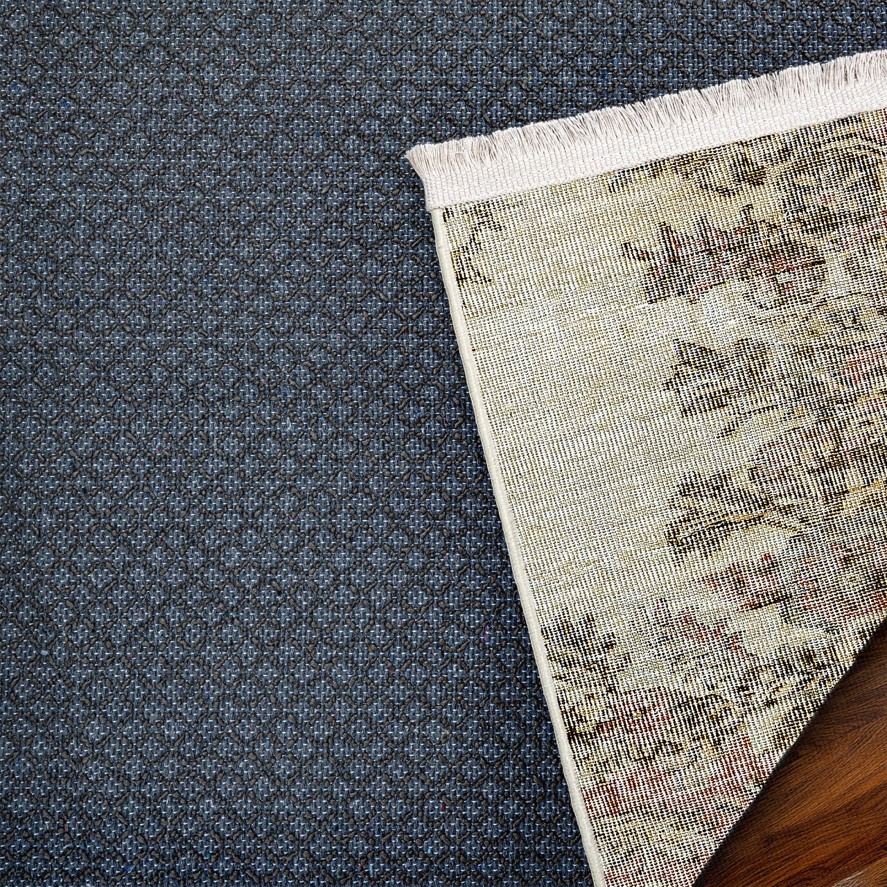 Vintage Kahverengi Göbekli Yün ve Pamuk El Dokuma Halı 220x308