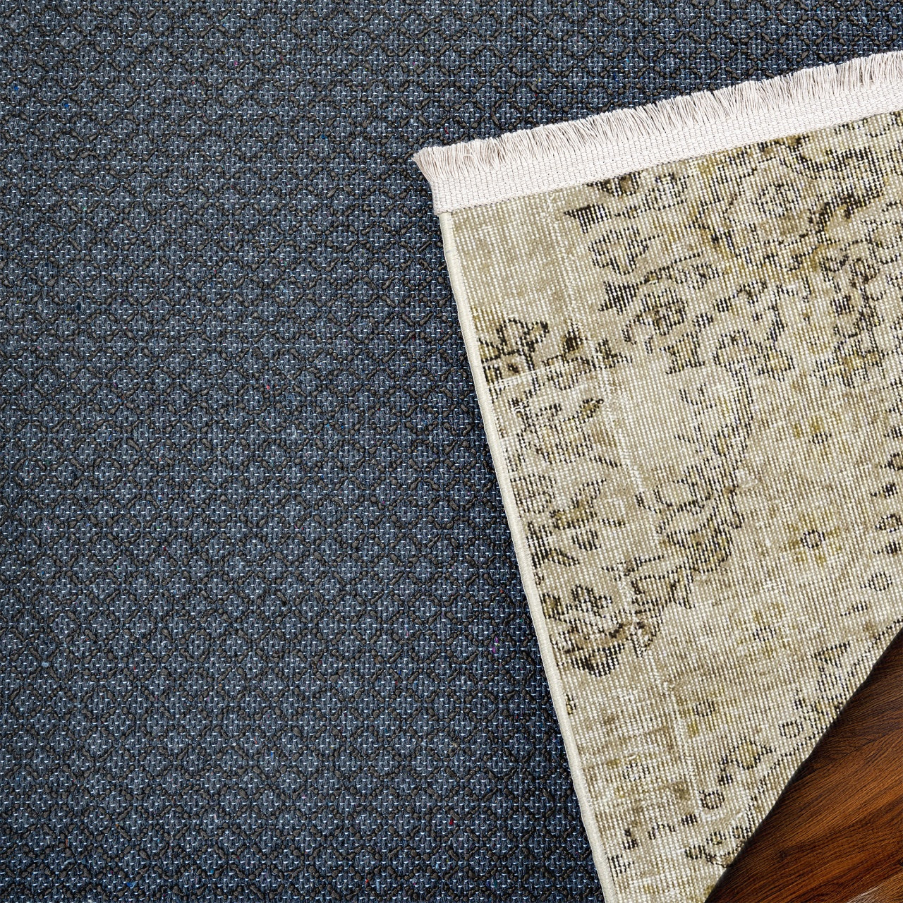 Vintage Kahverengi Göbekli Yün ve Pamuk El Dokuma Halı 214x297