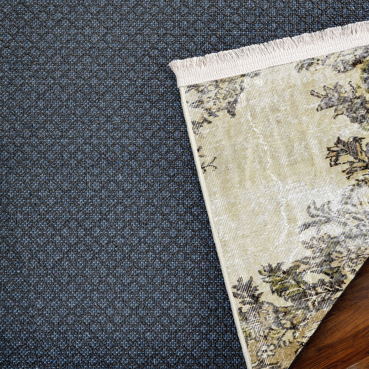 Vintage Kahverengi Göbekli Yün ve Pamuk El Dokuma Halı 215x315