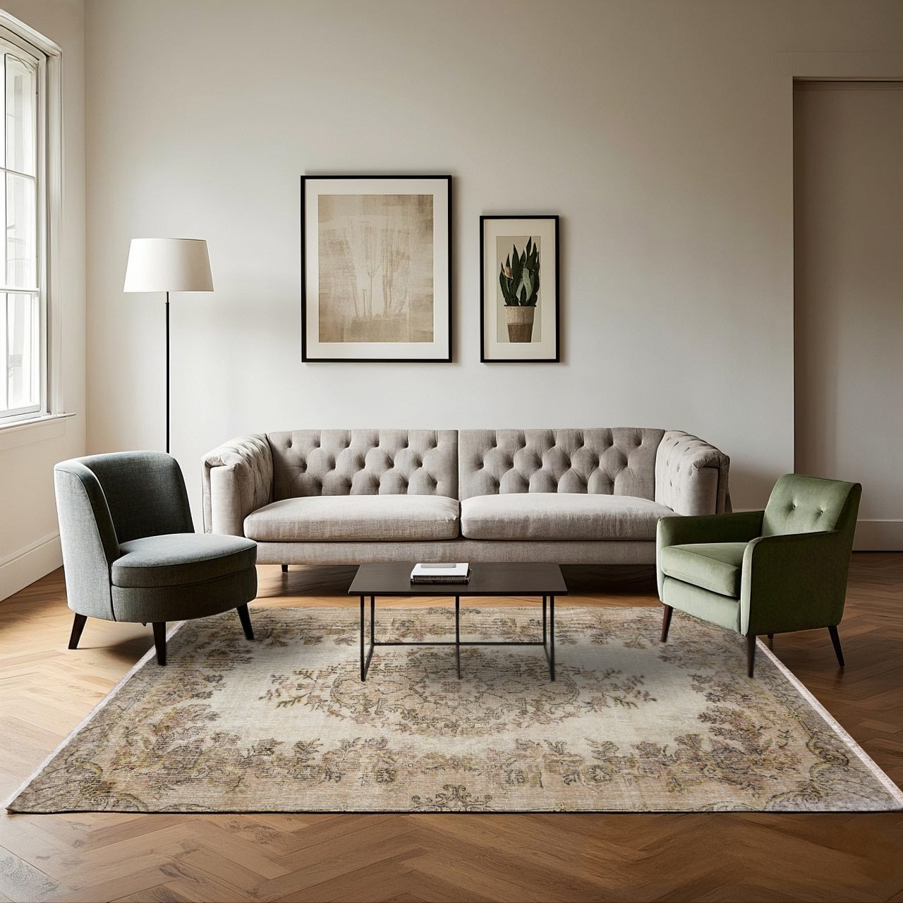 Vintage Kahverengi Göbekli Yün ve Pamuk El Dokuma Halı 184x288