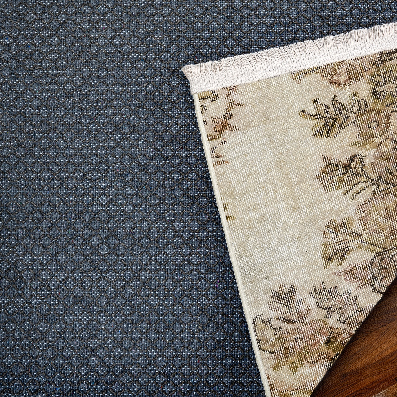 Vintage Kahverengi Göbekli Yün ve Pamuk El Dokuma Halı 184x288