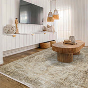 Vintage Kahverengi Göbekli Yün ve Pamuk El Dokuma Halı 208x309