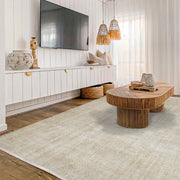 Vintage Bej Eskitme Yün ve Pamuk El Dokuma Halı 198x290