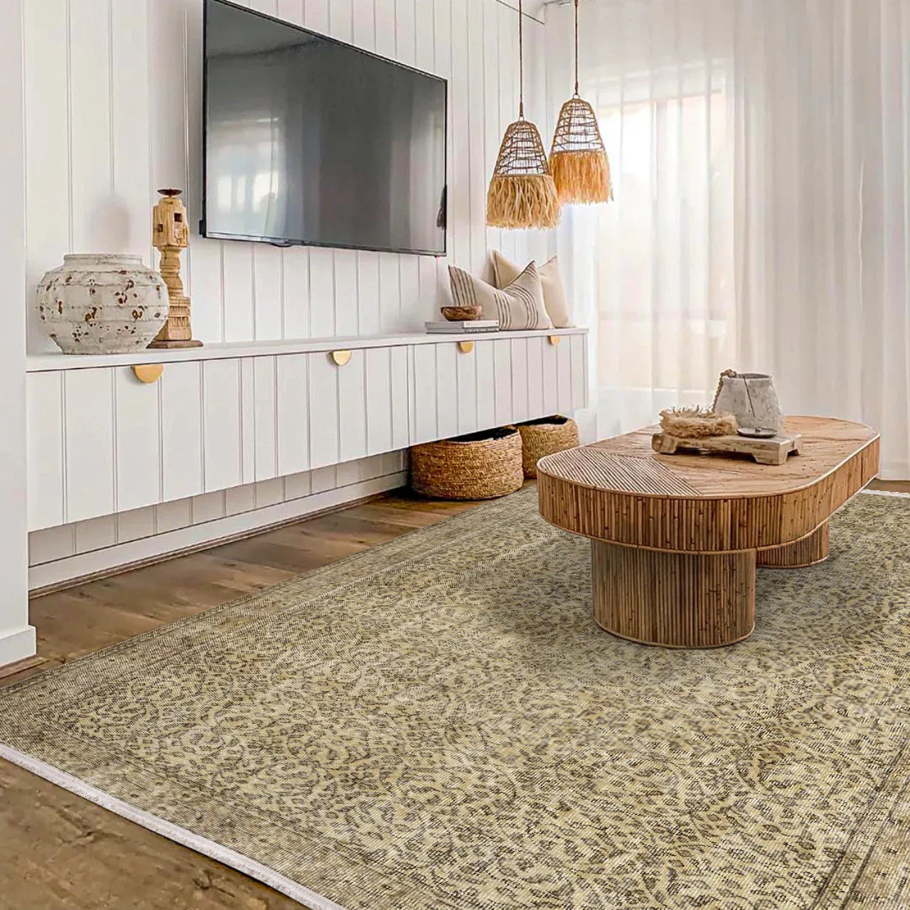 Dokulu Minimalist Halı - Yıkanabilir - Kaymaz Taban - Pati Dostu