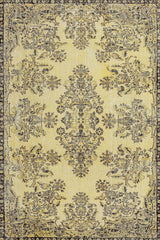 Light Yellow Brown Distressed Living Room Rug - Cotton