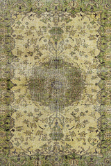 Beige Green Distressed Medallion Kitchen Rug - Cotton Digital Print