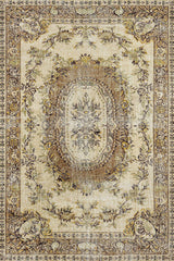 Beige Brown Distressed Medallion Living Room Rug 228 - Cotton