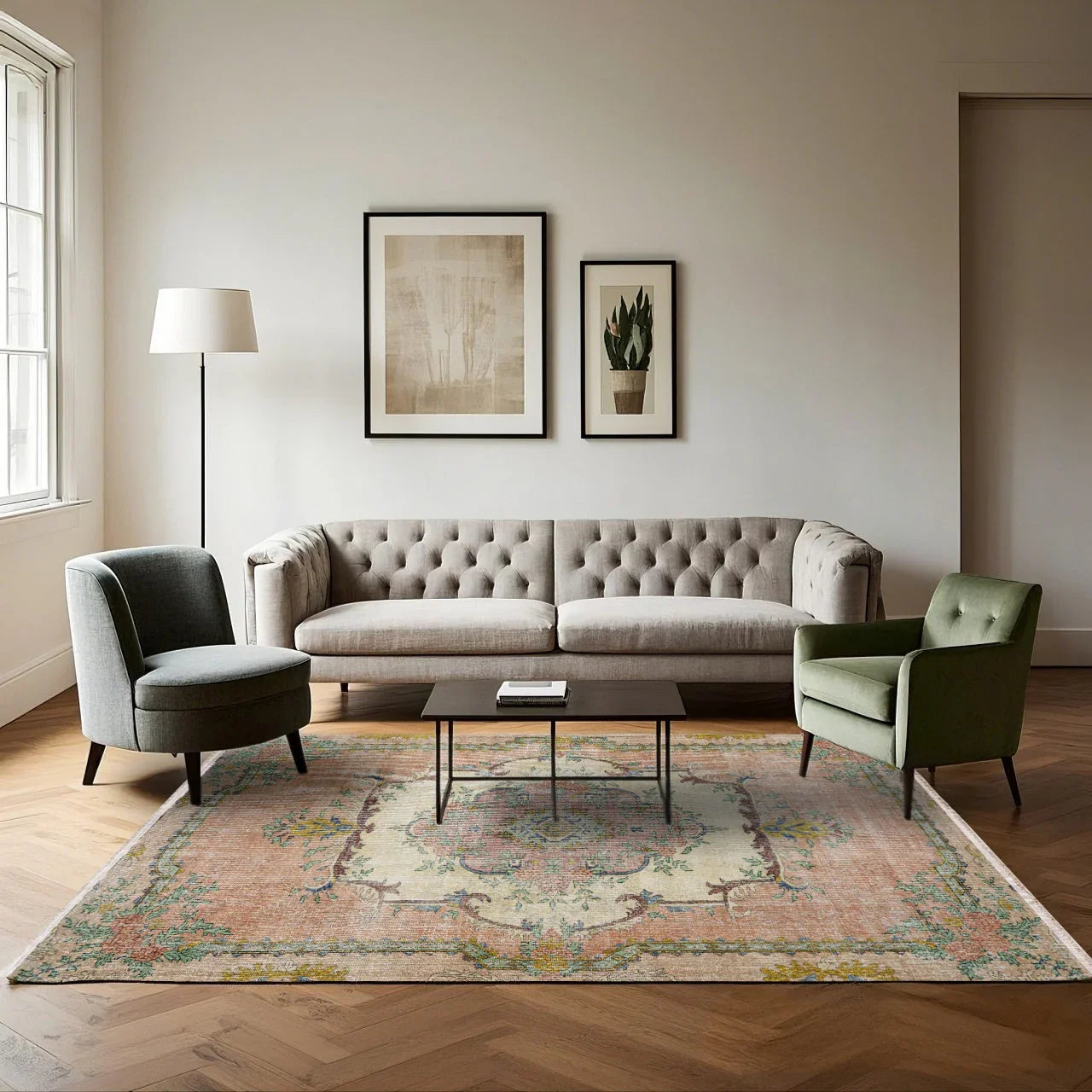 Antrasit Gri Bordürlü Minimalist Halı - Yıkanabilir - Kaymaz Taban - Pati Dostu