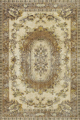 Beige Brown Distressed Medallion Living Room Rug 235 - Cotton