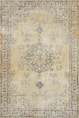 Beige Grey Distressed Medallion Living Room Rug - Cotton Digital Print