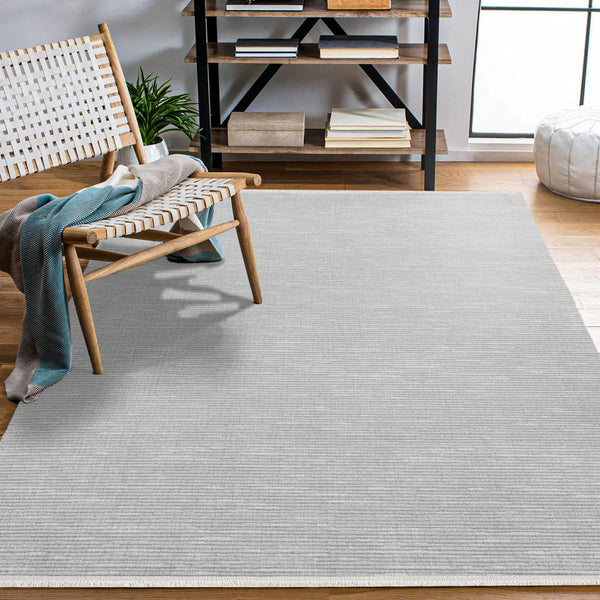 Beyaz Gri Dokulu Minimalist Halı - Yıkanabilir - Kaymaz Taban - Pati Dostu