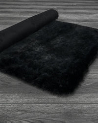 Black Shaggy Area Rug, Non-Slip & Washable