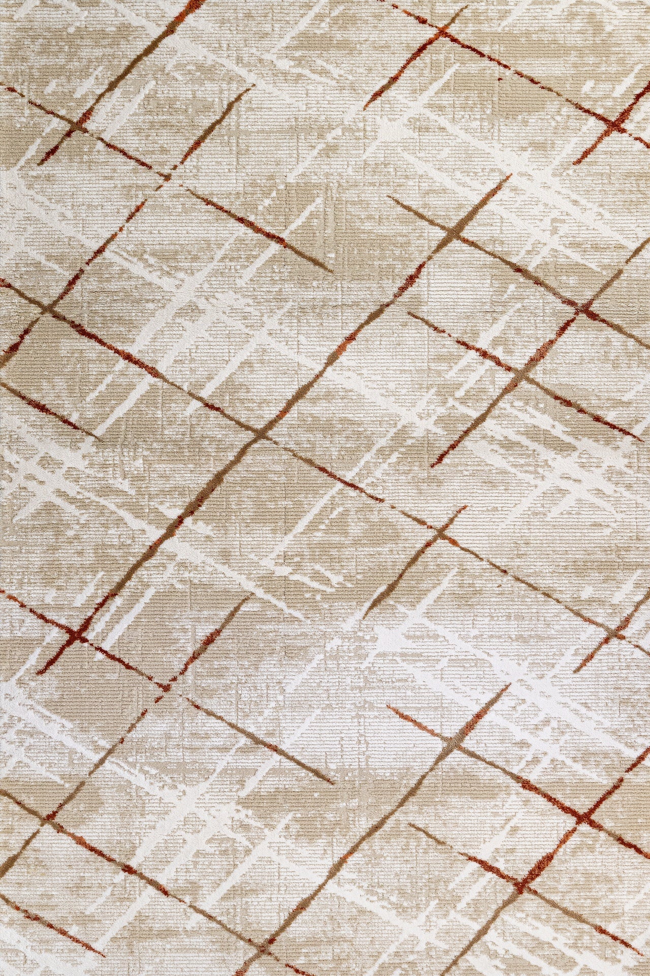 Bej Krem Bohem Geometrik Halı - Yıkanabilir - Kaymaz Taban - Pati Dostu