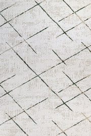 Beyaz Gri Geometrik Minimalist Halı - Yıkanabilir - Kaymaz Taban - Pati Dostu