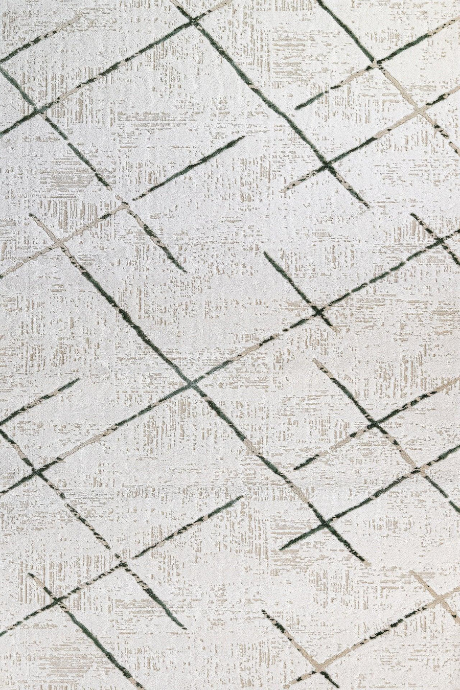 Beyaz Gri Geometrik Minimalist Halı - Yıkanabilir - Kaymaz Taban - Pati Dostu