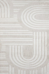 Ecru Cream Geometric Modern Living Room Rug Cotton