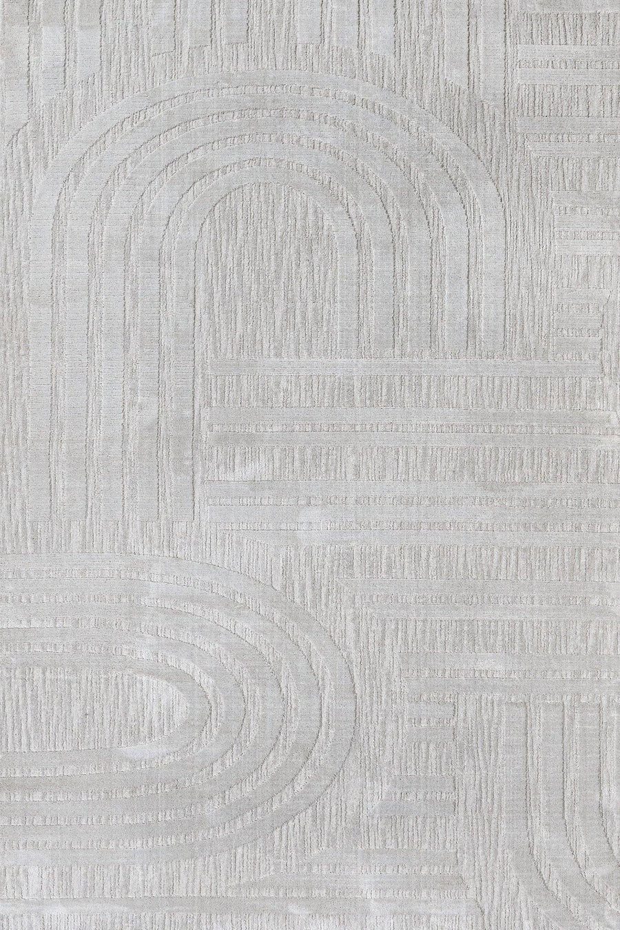 Beyaz Gri Dokulu Geometrik Halı - Yıkanabilir - Kaymaz Taban - Pati Dostu