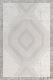 Beyaz Ekru Geometrik Minimalist Halı - Yıkanabilir - Kaymaz Taban - Pati Dostu