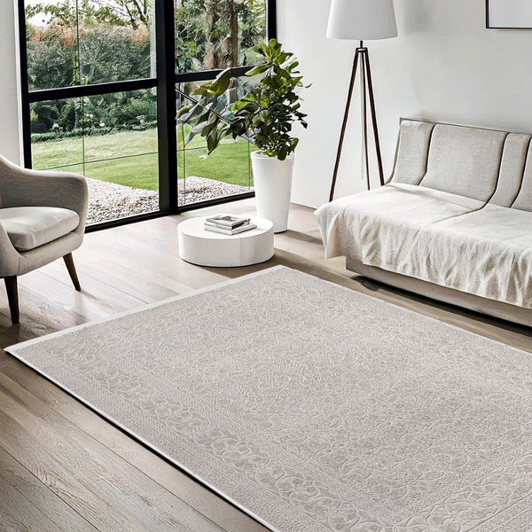 Bej Krem Minimalist Modern Halı - Yıkanabilir - Kaymaz Taban - Pati Dostu