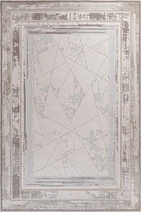 Krem Açık Gri Modern Geometrik Salon Halısı