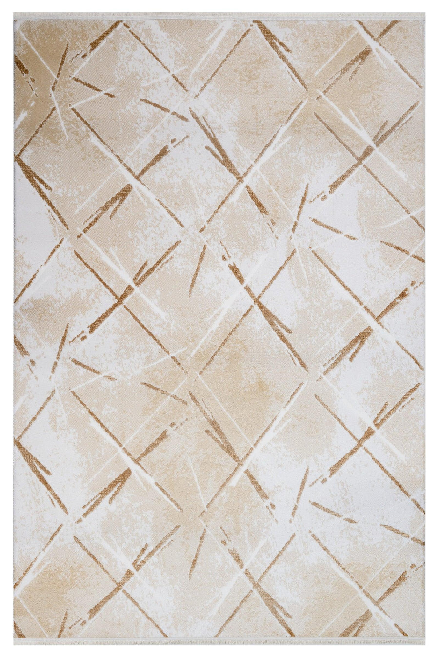 Modern Cream and Beige Geometric Area Rug – in the living room