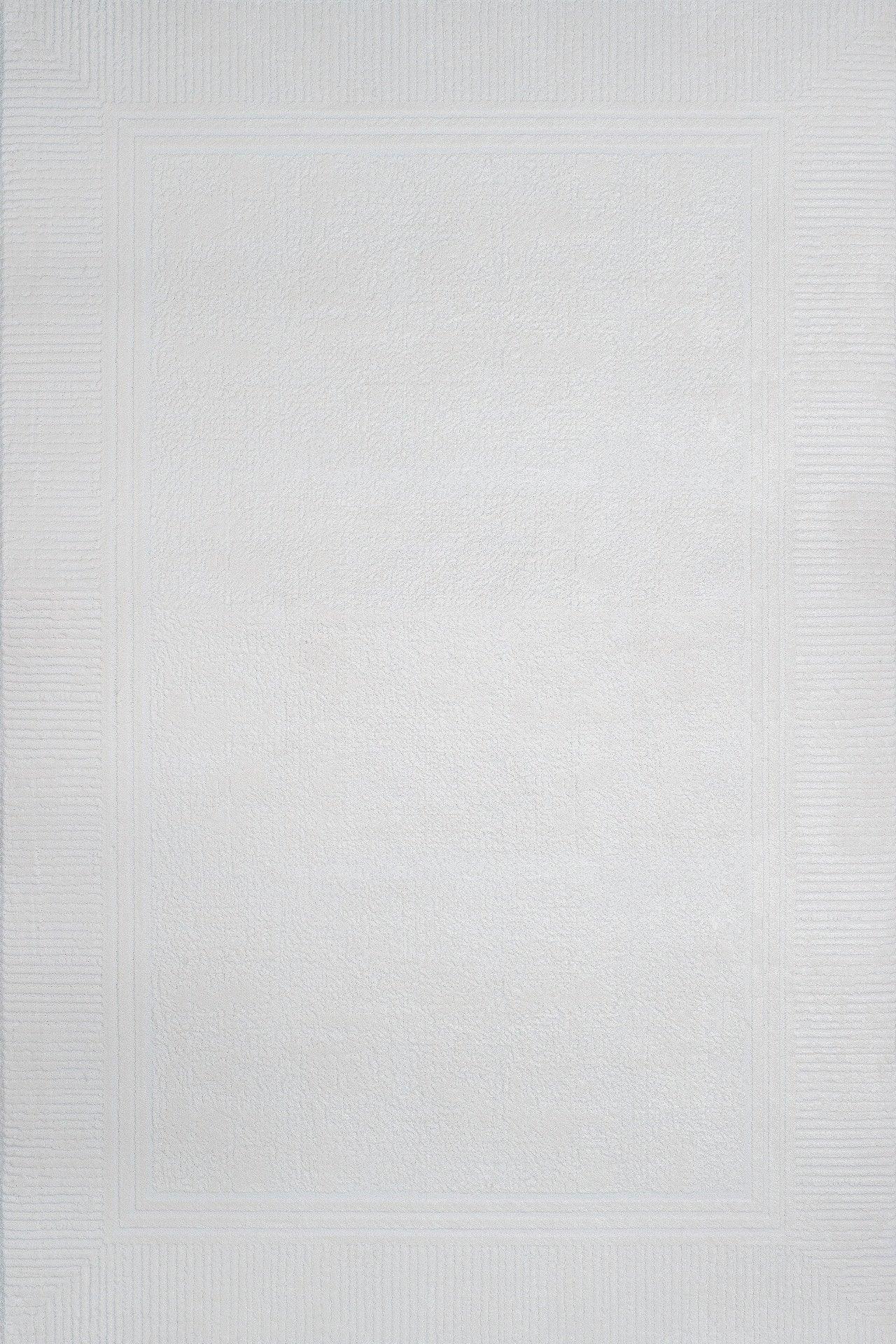 Beyaz Ekru Düz Minimalist Halı - Yıkanabilir - Kaymaz Taban - Pati Dostu