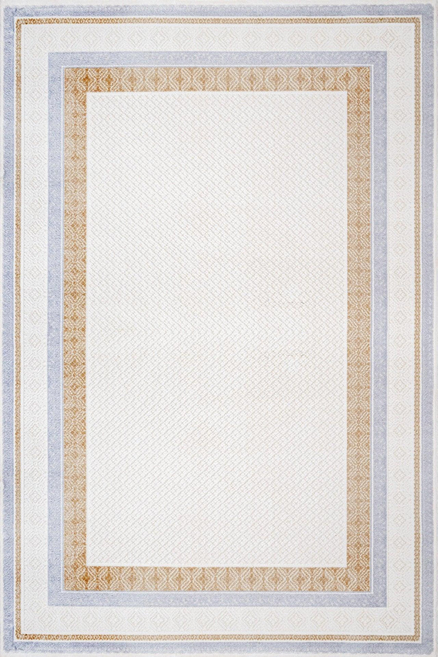 Bej Bordürlü Modern Halı - Yıkanabilir - Kaymaz Taban - Pati Dostu