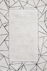 Light Gray Black Modern Geometric Living Room Rug Abstract - Cotton
