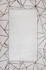 Cream Anthracite Modern Geometric Living Room Rug - Cotton