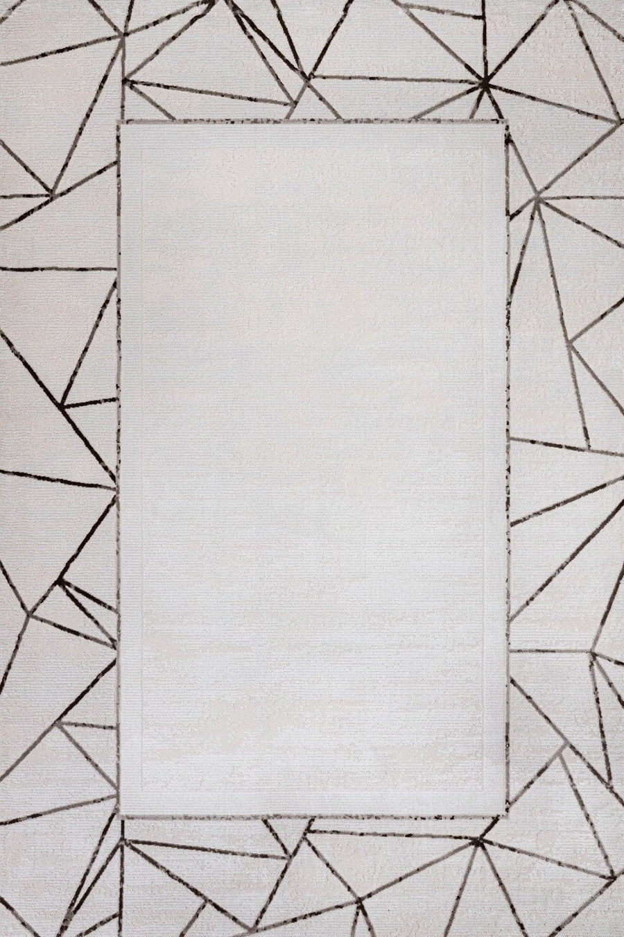 Antrasit Gri Bordürlü Geometrik Halı - Yıkanabilir - Kaymaz Taban - Pati Dostu