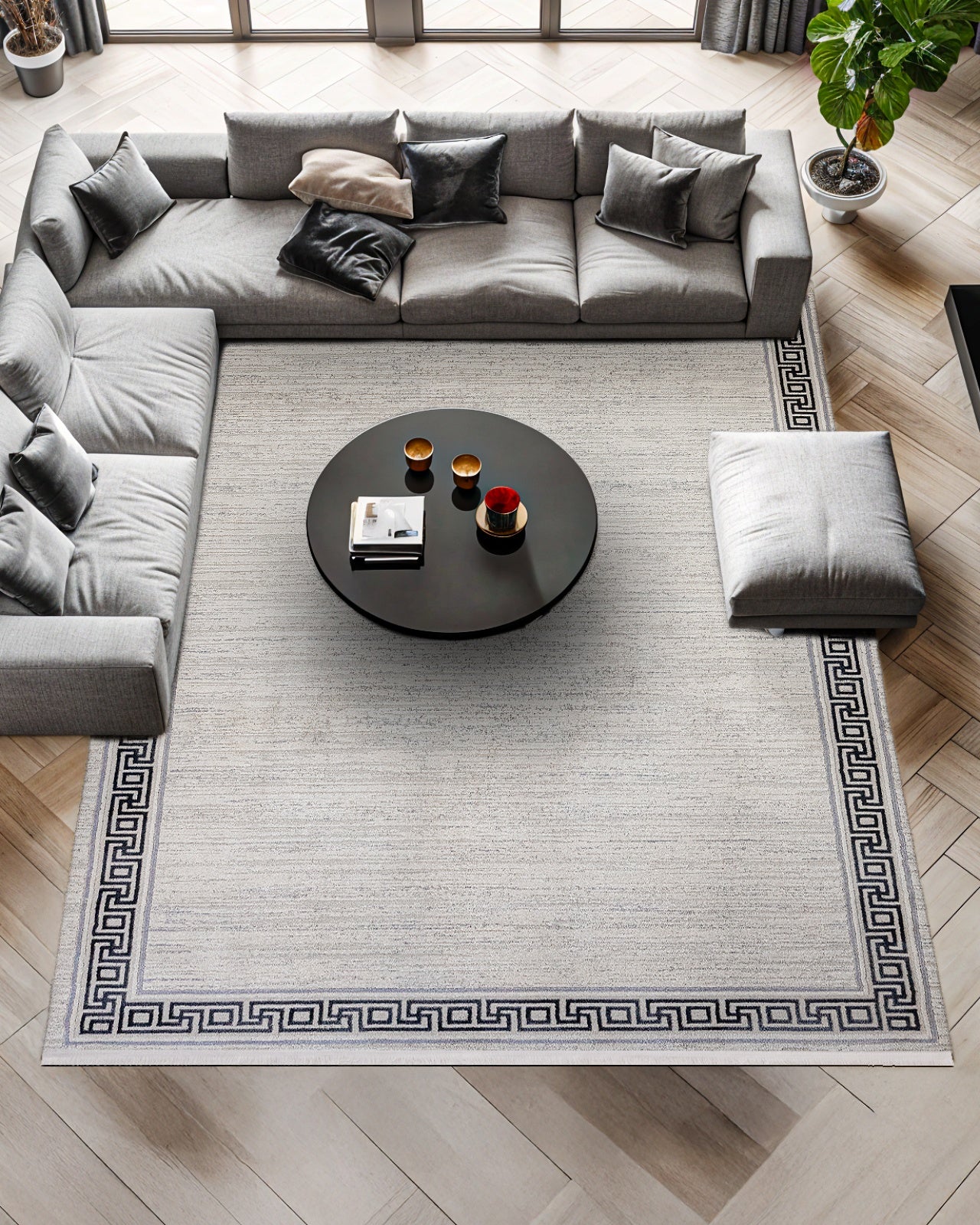 Bej Gold Mermer Desenli Minimalist Halı - Yıkanabilir - Kaymaz Taban - Pati Dostu