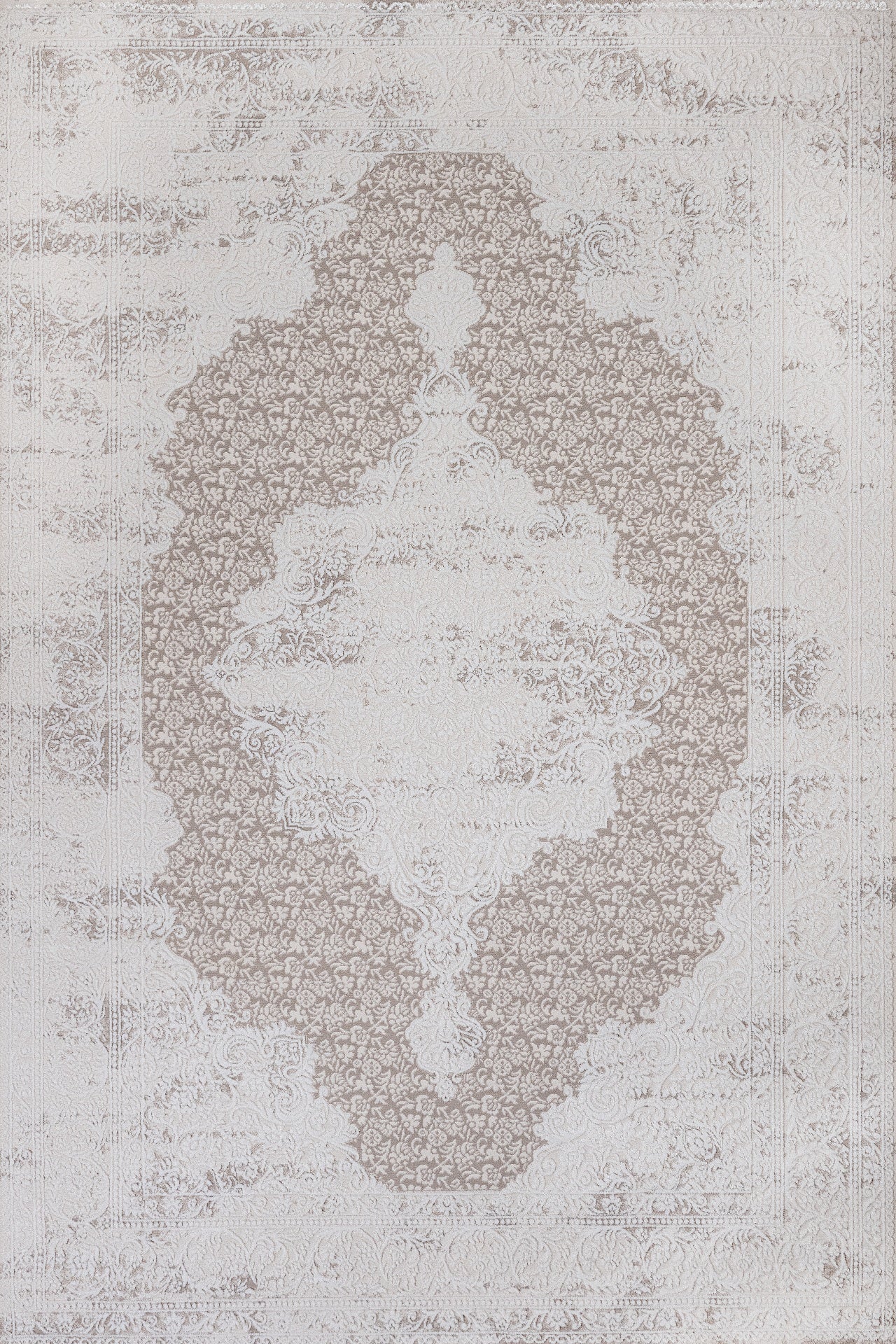 Gri Bordürlü Minimalist Halı - Yıkanabilir - Kaymaz Taban - Pati Dostu