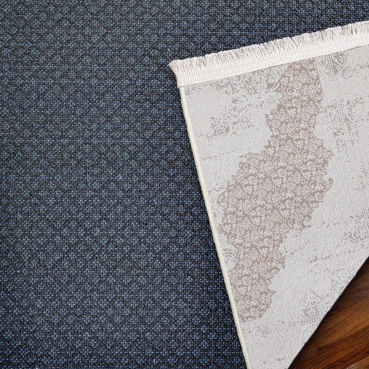 Gri Bordürlü Minimalist Halı - Yıkanabilir - Kaymaz Taban - Pati Dostu