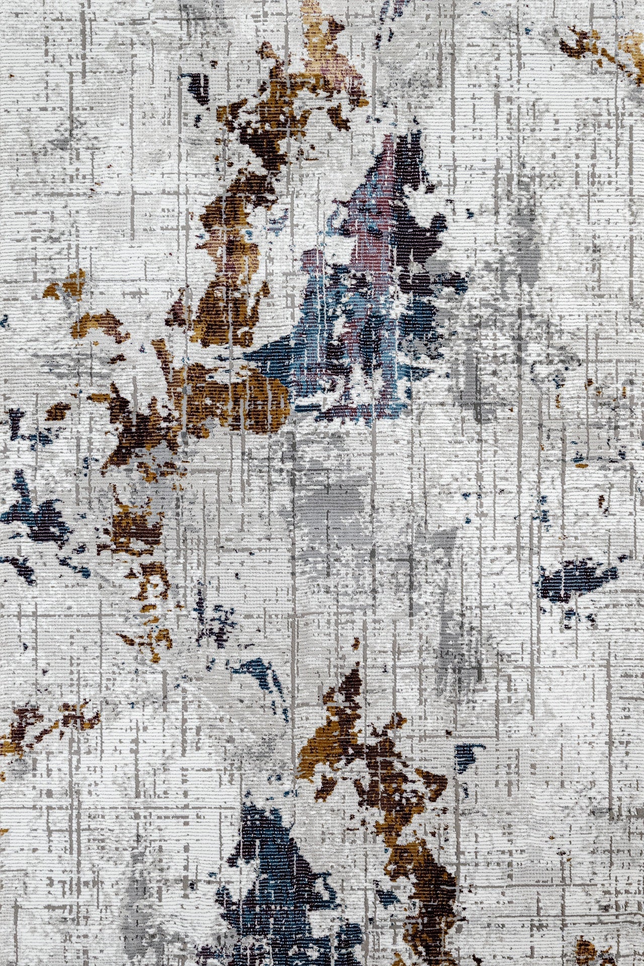 Gri Mavi Bohem Dokulu Halı - Yıkanabilir - Kaymaz Taban - Pati Dostu