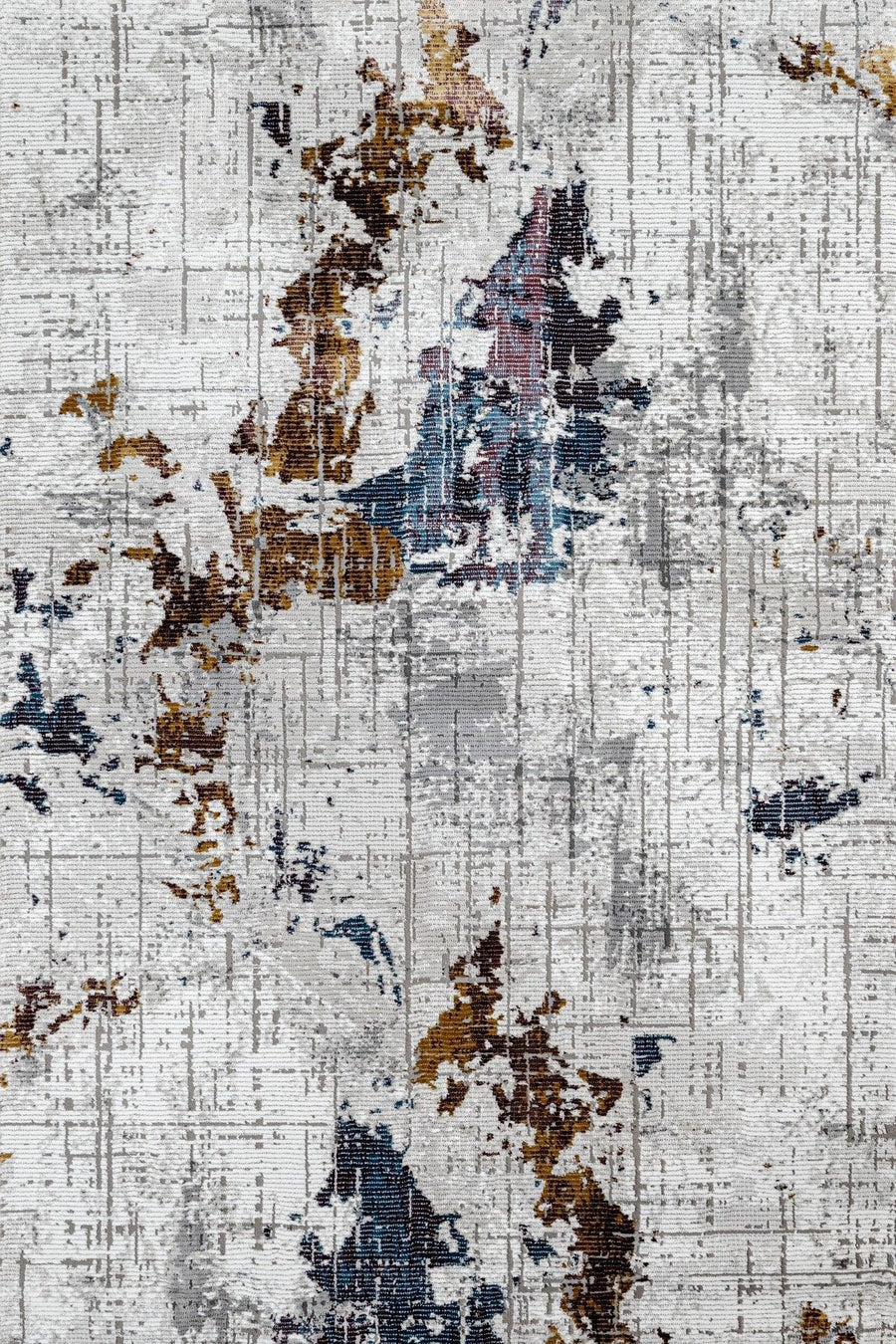 Gri Mavi Bohem Dokulu Halı - Yıkanabilir - Kaymaz Taban - Pati Dostu