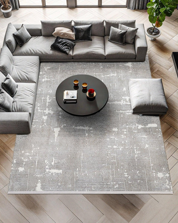 Bej Pudra Eskitme Göbekli Halı - Yıkanabilir - Kaymaz Taban - Pati Dostu