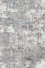 White Gray Distressed Living Room Rug Geometric - Cotton