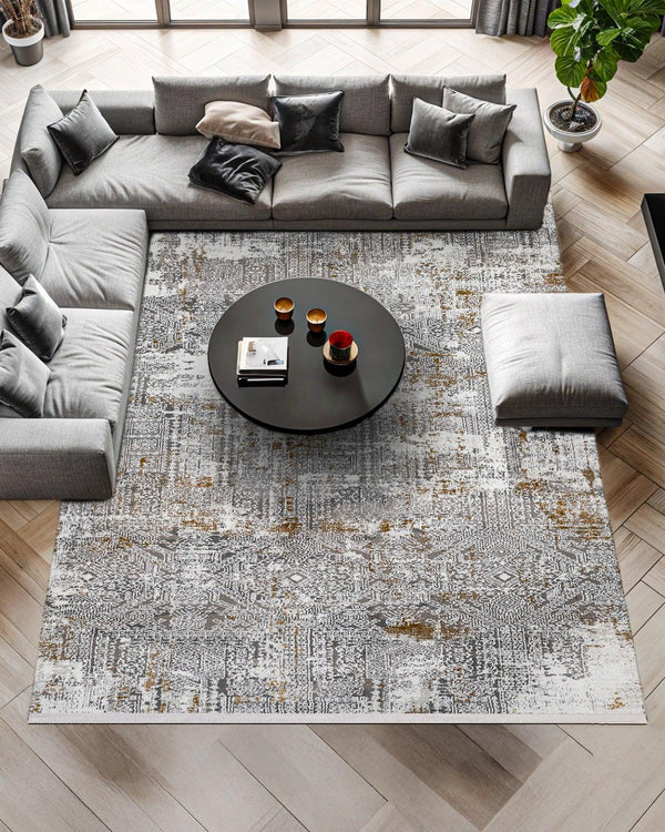 Antrasit Gri Bohem Dokulu Halı - Yıkanabilir - Kaymaz Taban - Pati Dostu