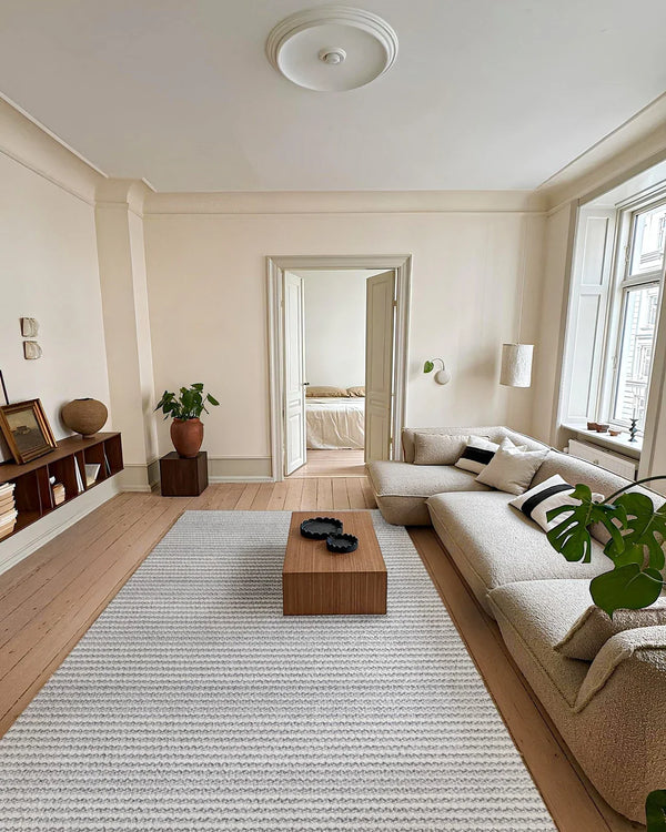 Antrasit Gri Minimalist Modern Halı - Yıkanabilir - Kaymaz Taban - Pati Dostu