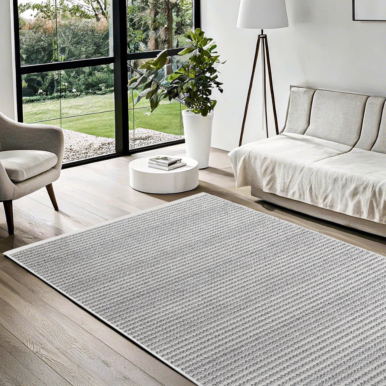Antrasit Gri Minimalist Modern Halı - Yıkanabilir - Kaymaz Taban - Pati Dostu