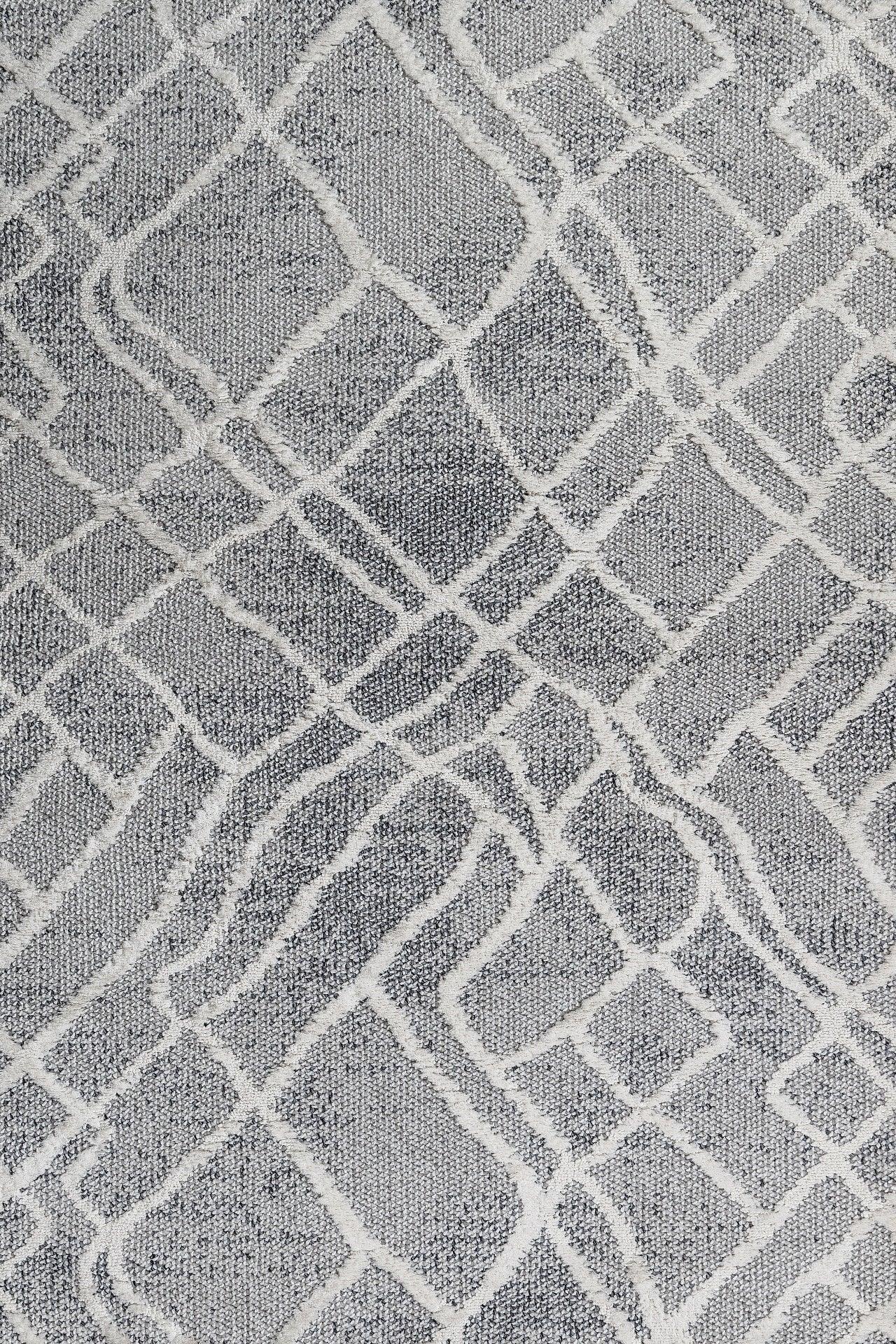 Antrasit Gri Geometrik Labirent Desenli Halı - Yıkanabilir - Kaymaz Taban - Pati Dostu