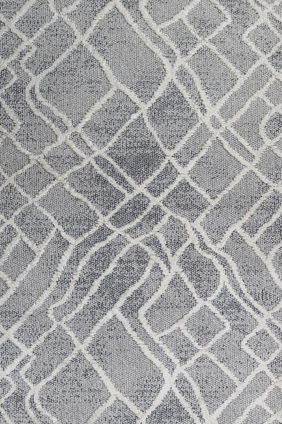 Antrasit Gri Geometrik Labirent Desenli Halı - Yıkanabilir - Kaymaz Taban - Pati Dostu