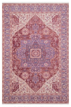 Krem Bordürlü Etnik Halı - Yıkanabilir - Kaymaz Taban - Pati Dostu