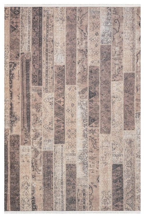 Borovnica Bej Geometrik Pamuk ve Şönil Dijital Baskı Halı