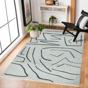 Gri Soyut Modern Etnik Desenli Halı  | Makinada Yıkanabilir | Hav Toz Vermez | Leke Tutmayan | Kaymaz Taban | Dijital Makine Baskı | Salon Yolluk Mutfak Halısı