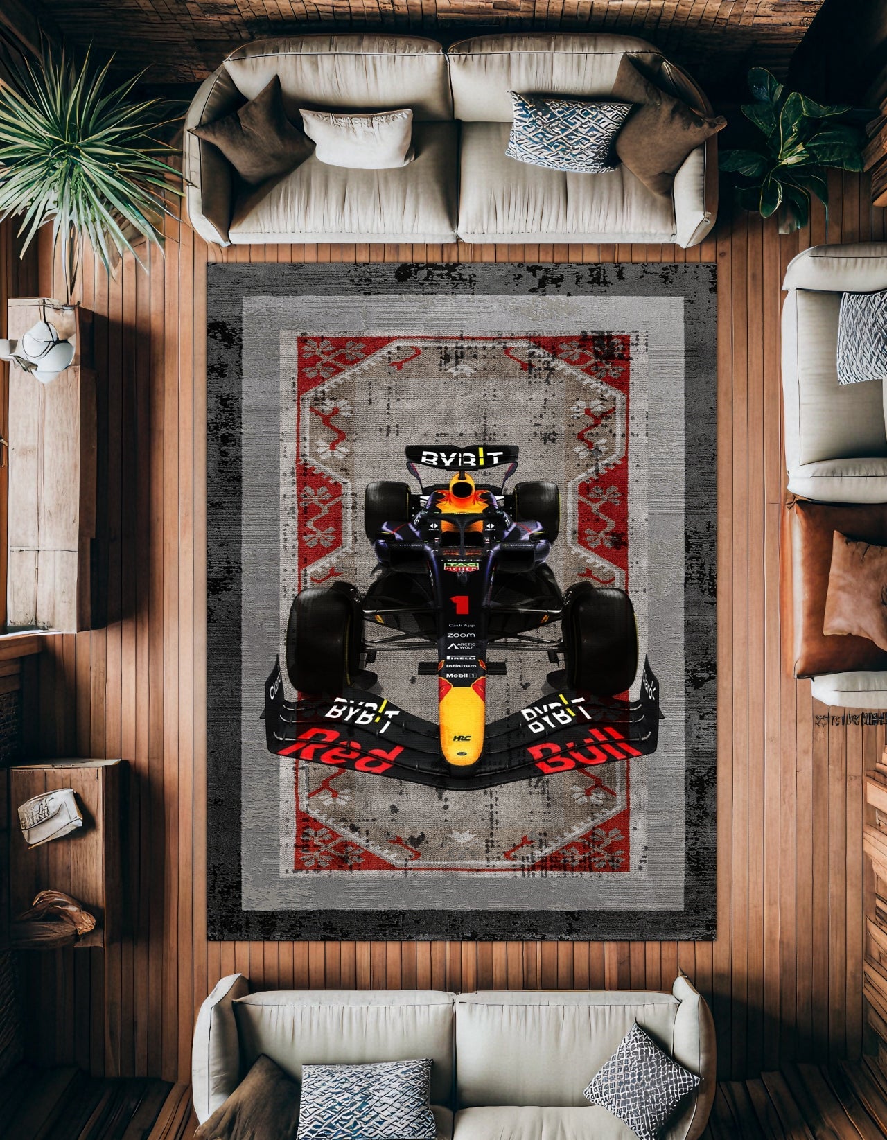 Modern Gri Desenli Polyester Genç Odası Halısı