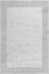Light Gray Gray Modern Living Room Rug - Cotton Digital Print