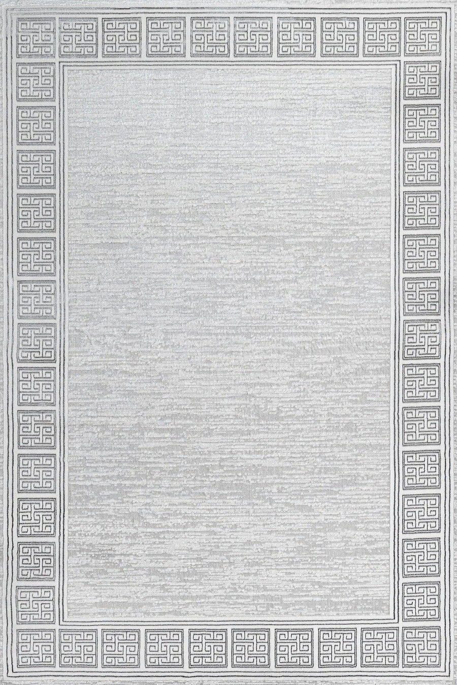 Beyaz Gri Bordürlü Minimalist Halı - Yıkanabilir - Kaymaz Taban - Pati Dostu